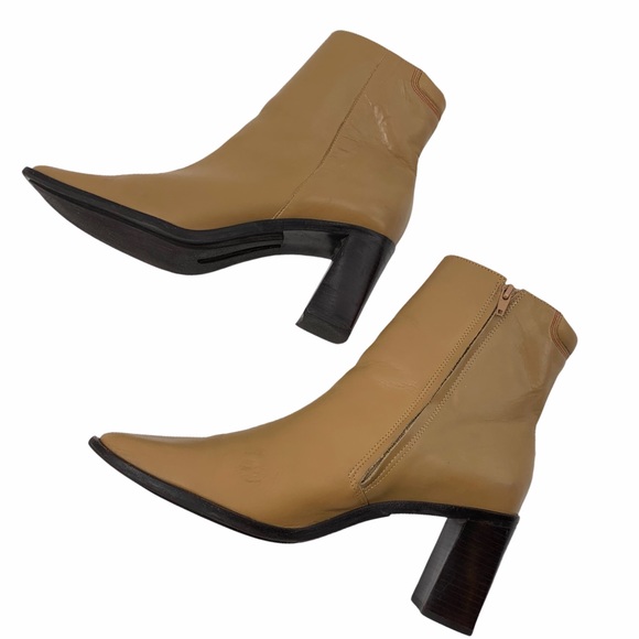 Rockport Tan Leather Square Toe Block Heel Boots - Picture 6 of 8